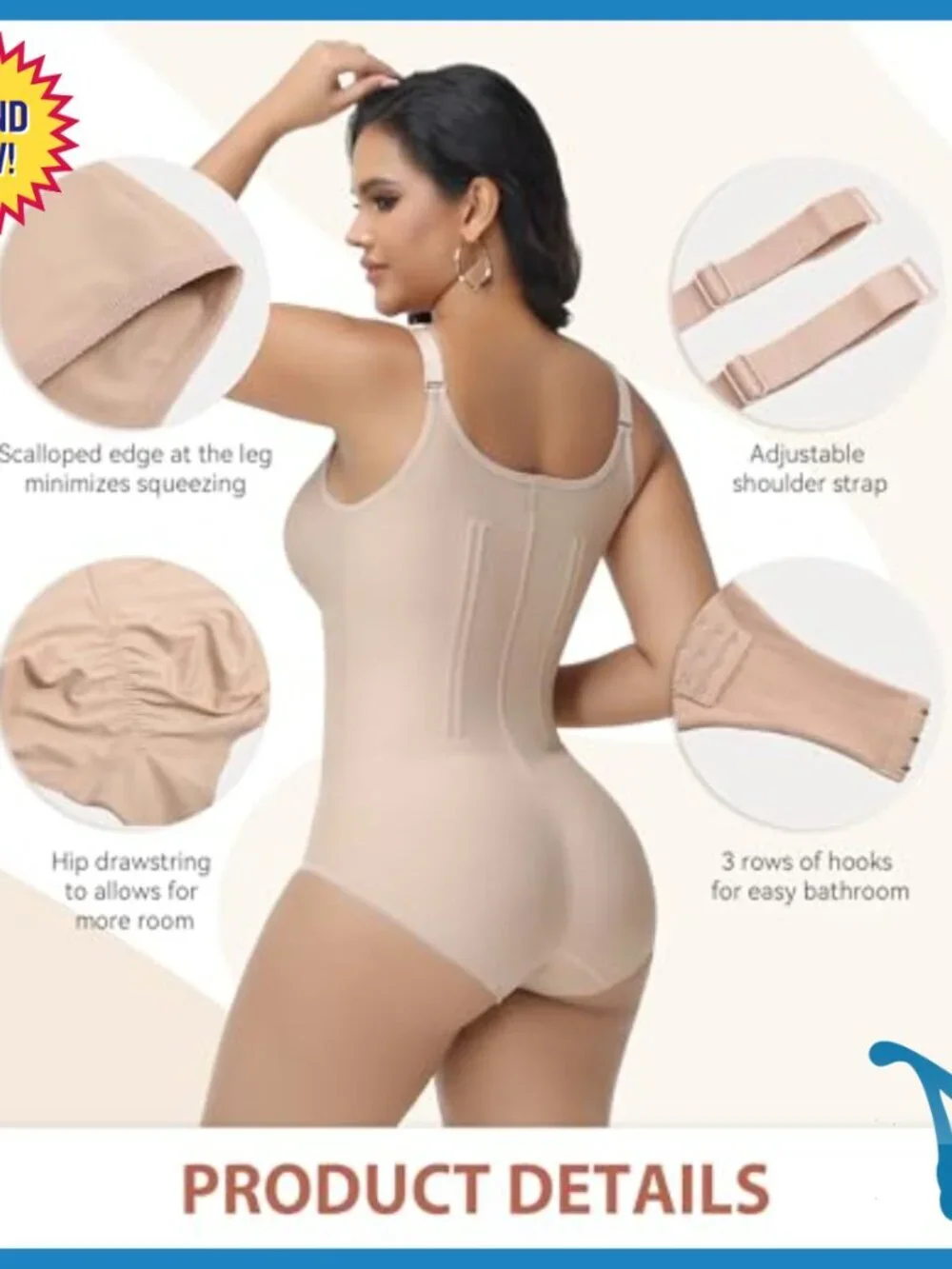 High Compression Shapewear Bodysuit with Steel Bones Tummy Control